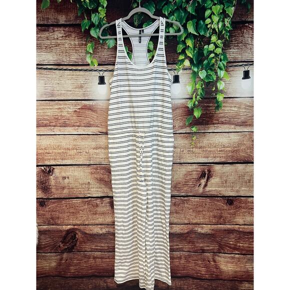Joe's Jumpsuit Romper Large Wide Leg Sleeveless White Black Striped Cotton Blend - Picture 1 of 6